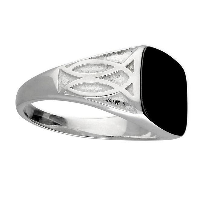Sterling Silver Gents Ring Onyx Signet Design Hallmarked Size R - Z British Made