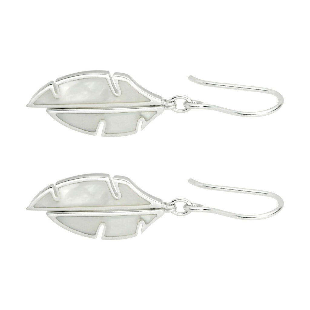 Mother Of Pearl Leaf Drop Earrings Sterling Silver 925 Hallmark Brand New Boxed