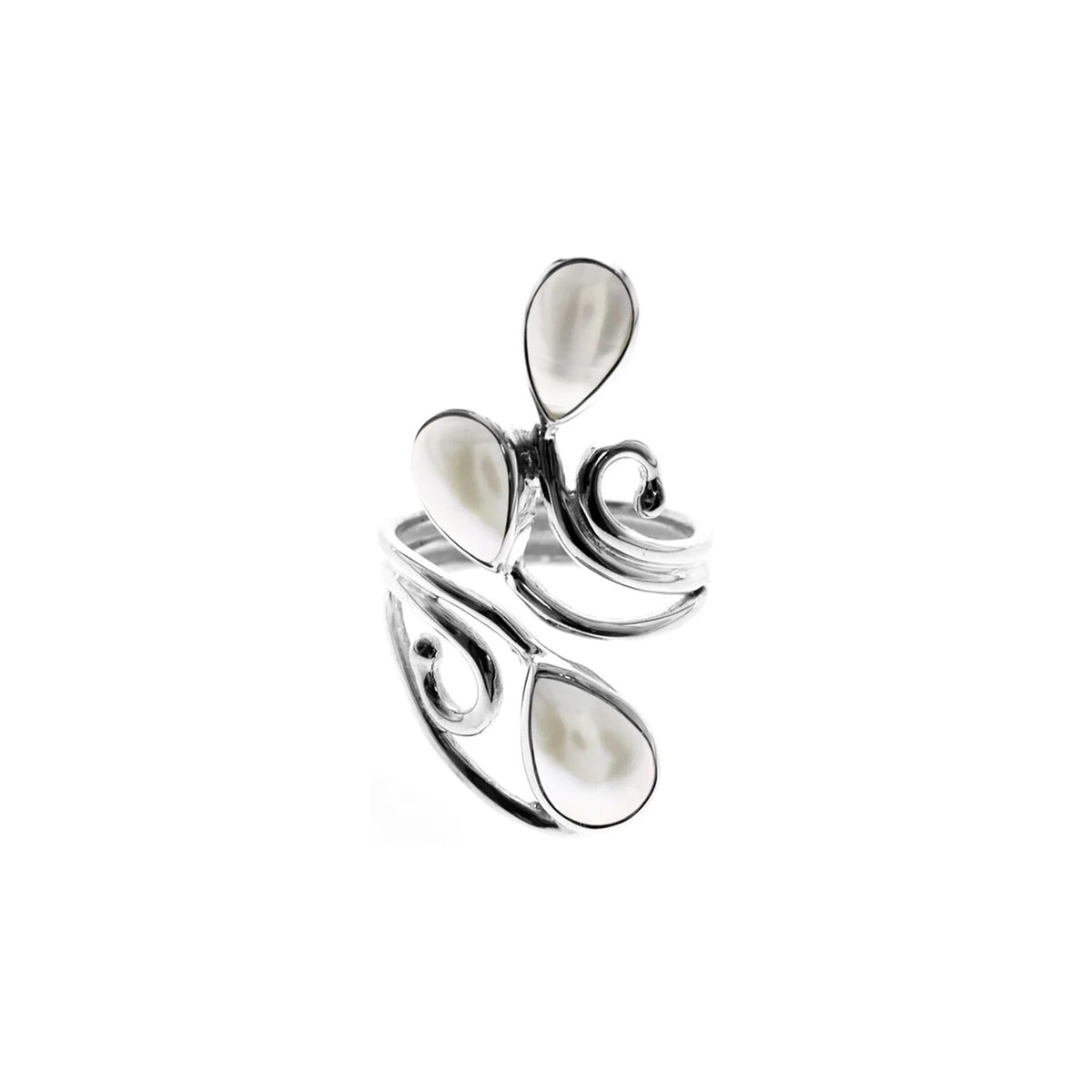 Teardrop Pearl Wrap Ring Sterling Silver 925 Hallmark British Made Size K - T