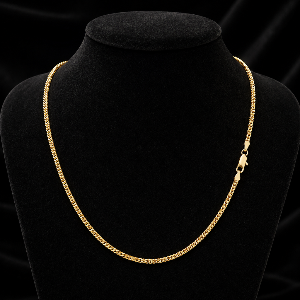 Yellow Gold Square Franco Chain British Made Fully Hallmarked 20" Weight 5.4g