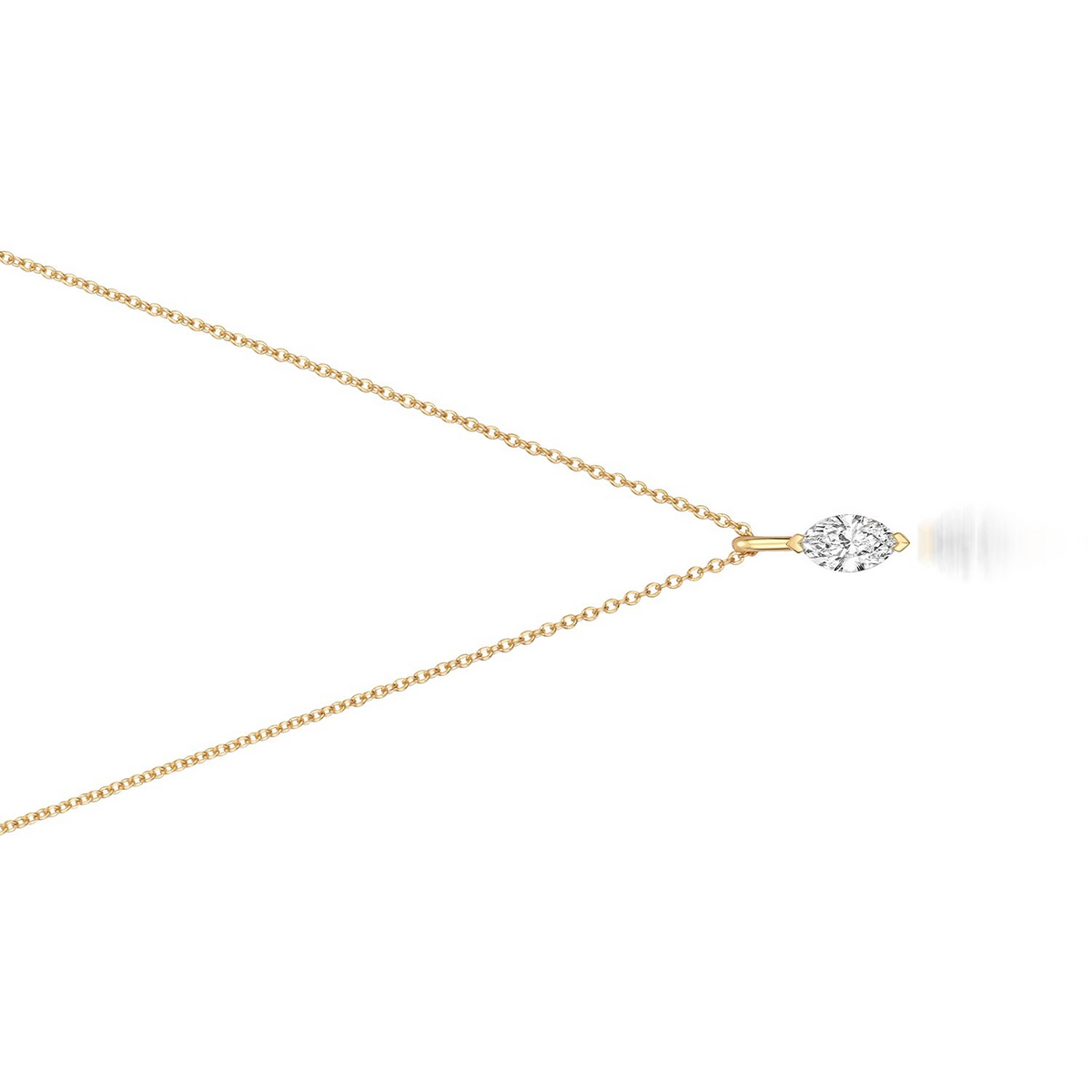1 Natural Diamond Marquise Cut Necklace 18ct Yellow Gold Hallmarked British Made