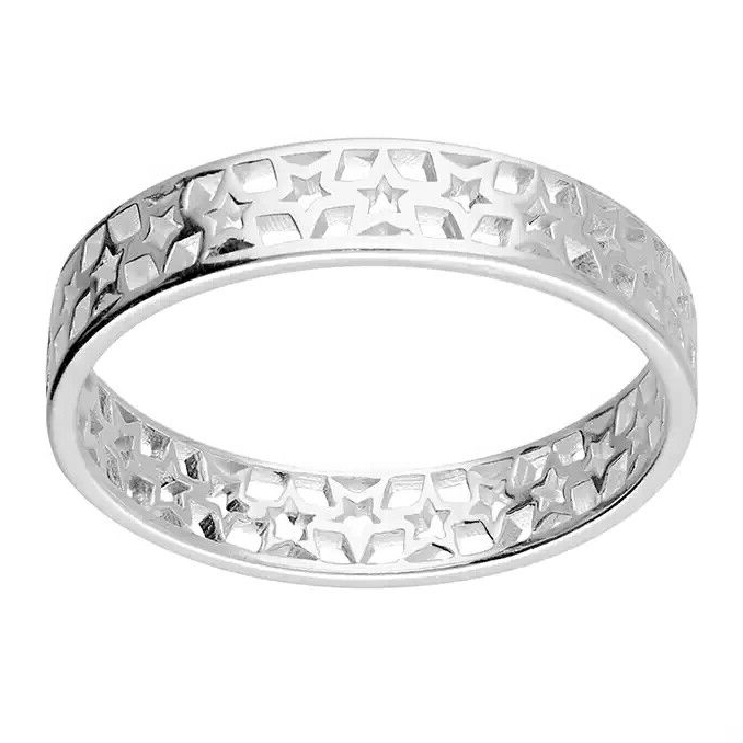 Open Star Band Ring Sterling Silver 925 Hallmarked British Made Size L - R