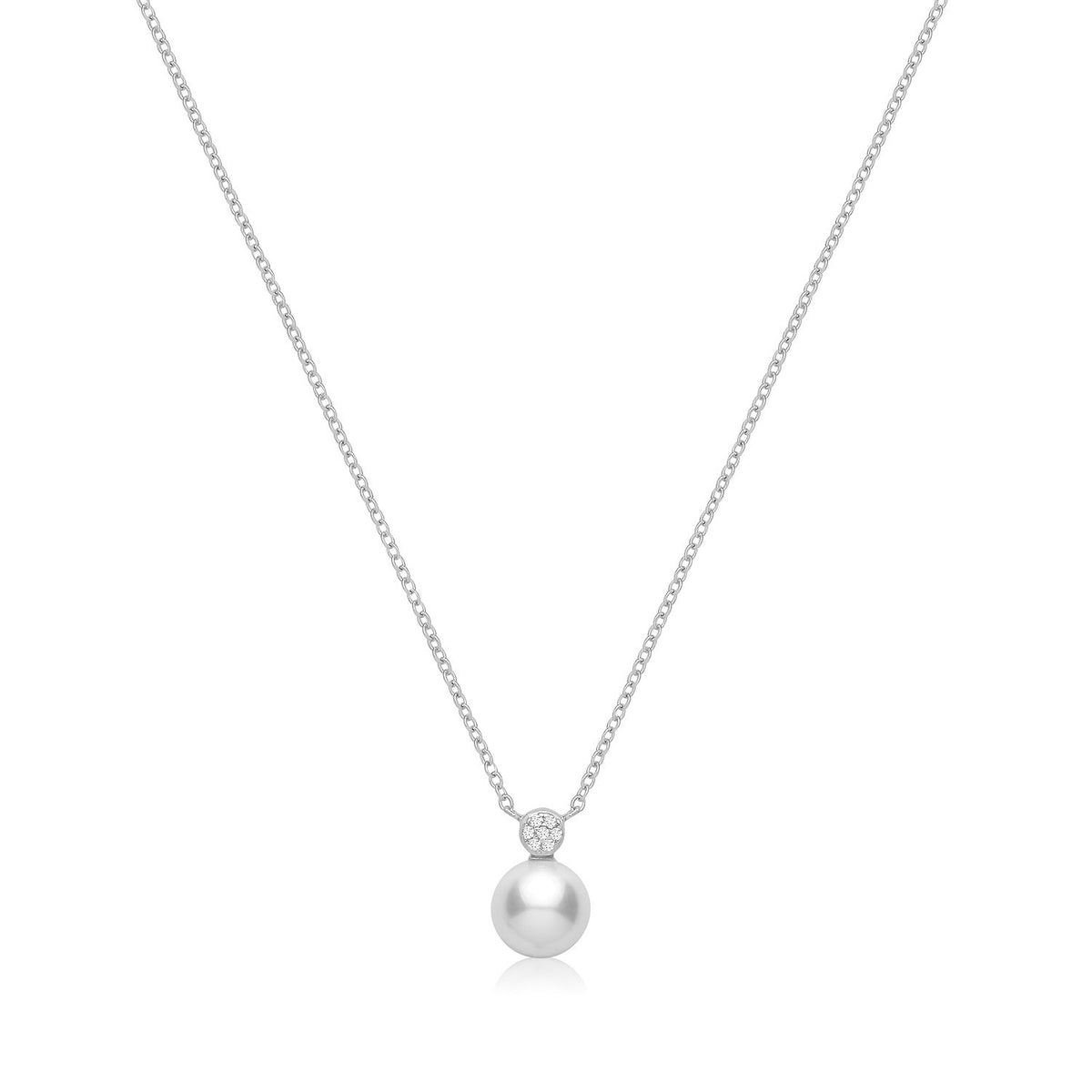Ladies Solitaire Pearl Necklace Sterling Silver 925 Hallmarked British Made
