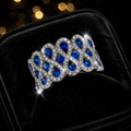 Sterling Silver Ring Anniversary Blue Gemstone 925 Hallmarked Size J - S