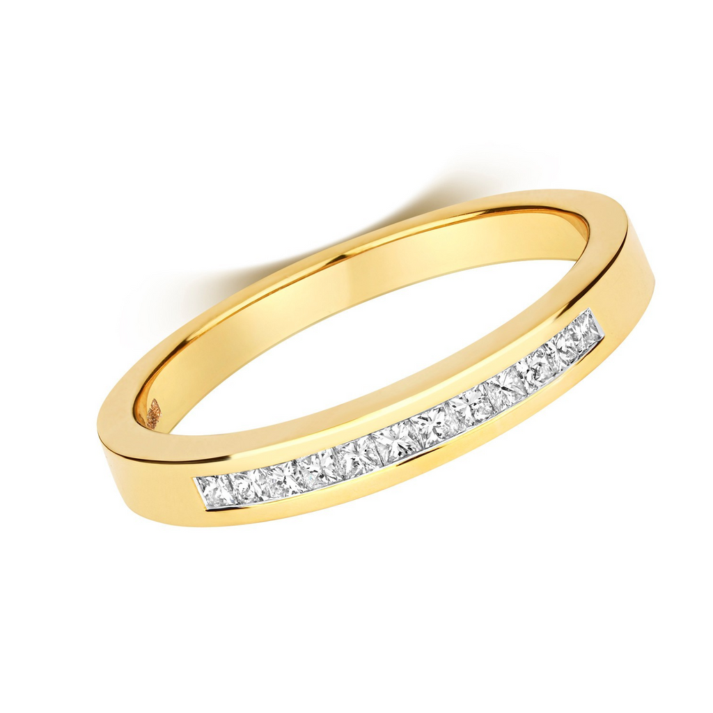 12 Natural Diamond Channel Set Ring 18ct Yellow Gold Hallmarked Sizes J - Q