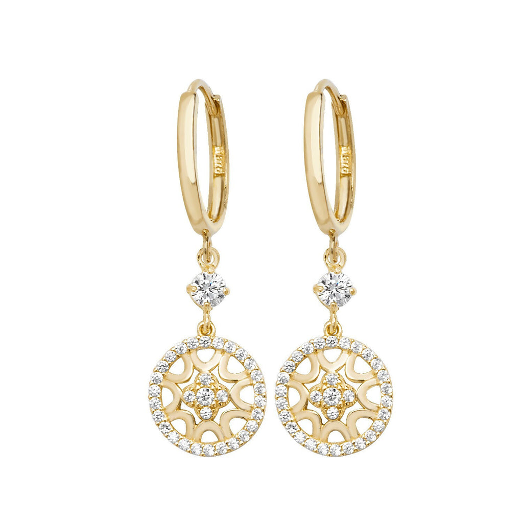 28 Stone Drop Hoop Earrings 9ct Yellow Gold 375 Hallmarked Brand New Boxed