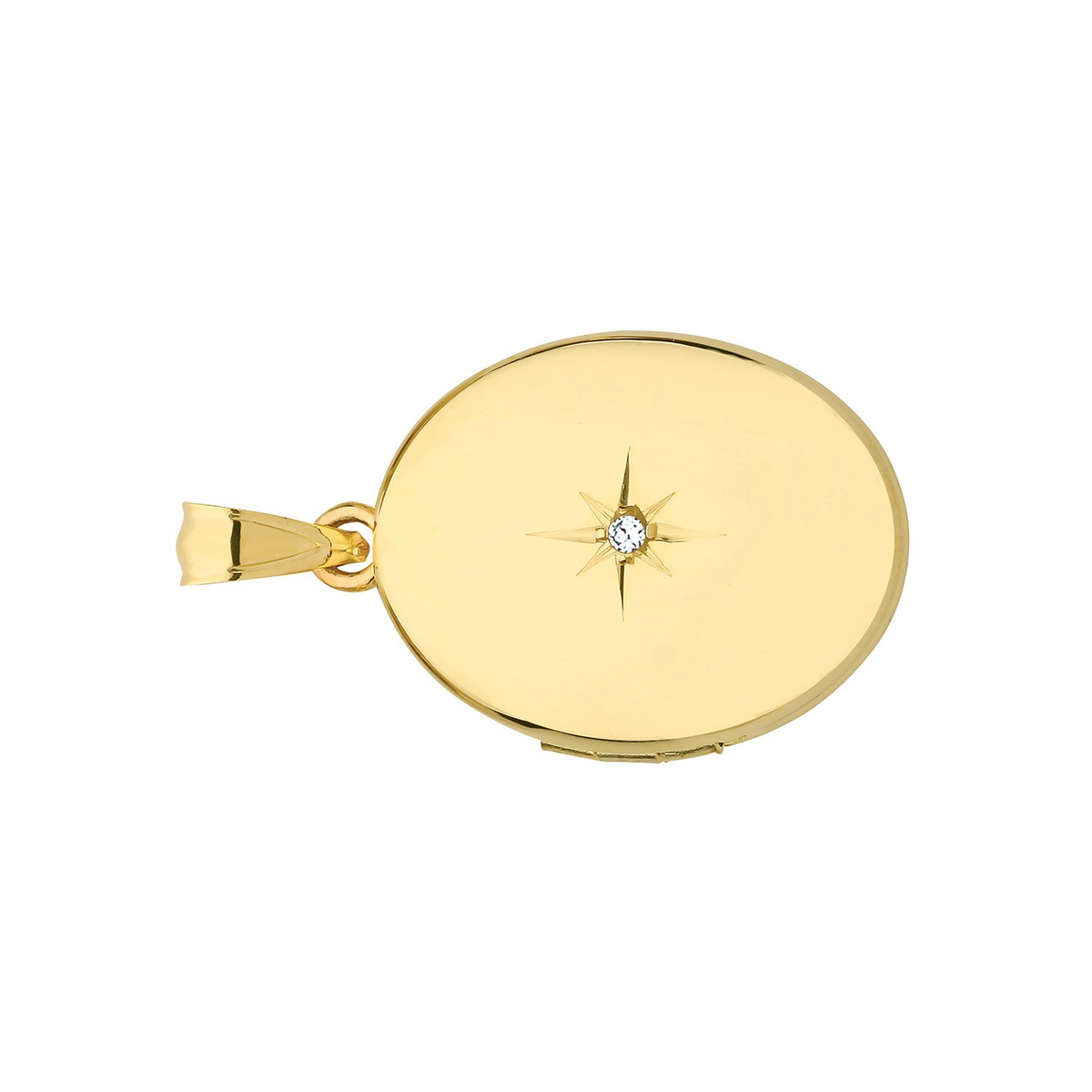 Oval Diamond 9ct Yellow Gold Locket 375 Hallmark British Made All Chain Lengths