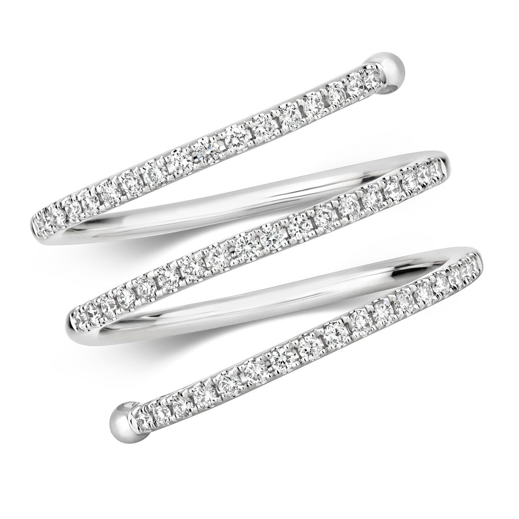 51 Natural Diamond Sprial Wrap Ring 18ct White Gold Hallmarked Sizes J - Q