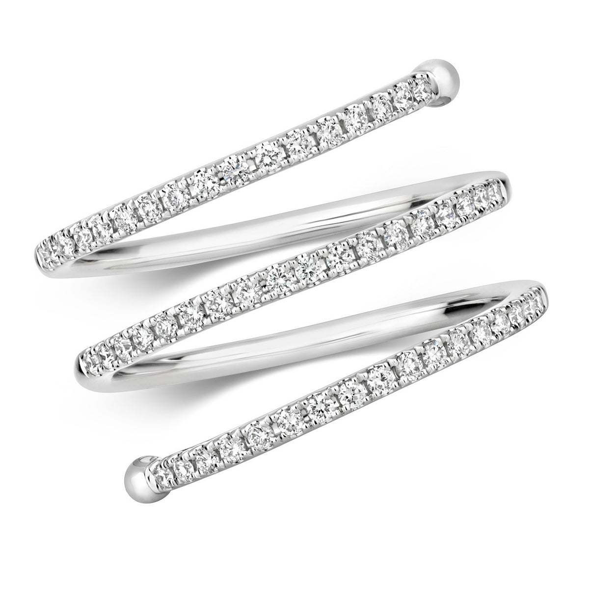 51 Natural Diamond Sprial Wrap Ring 18ct White Gold Hallmarked Sizes J - Q