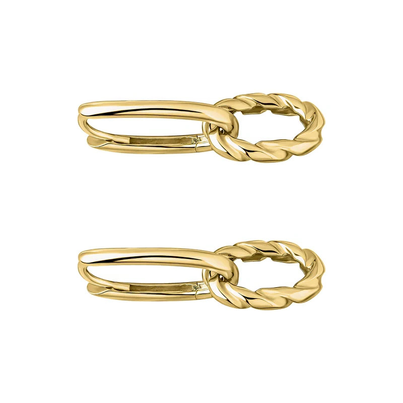 Twisted Rope Drop Earrings 9ct Yellow Gold 375 Hallmarked British Made