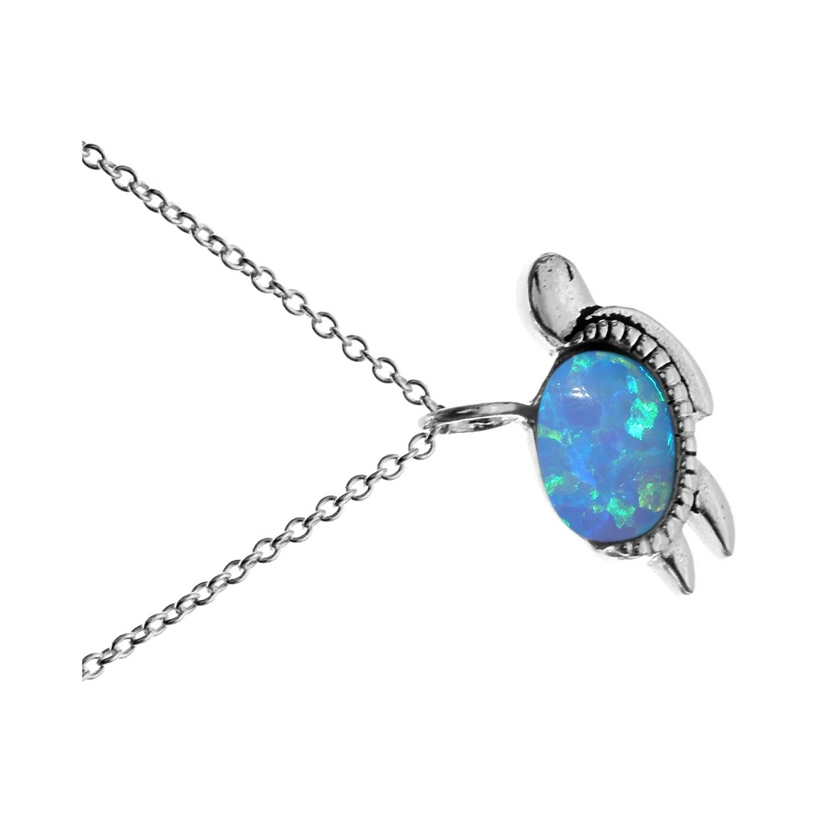 Statement Opal Turtle Necklace Solid Sterling Silver 925 Hallmarked British Made