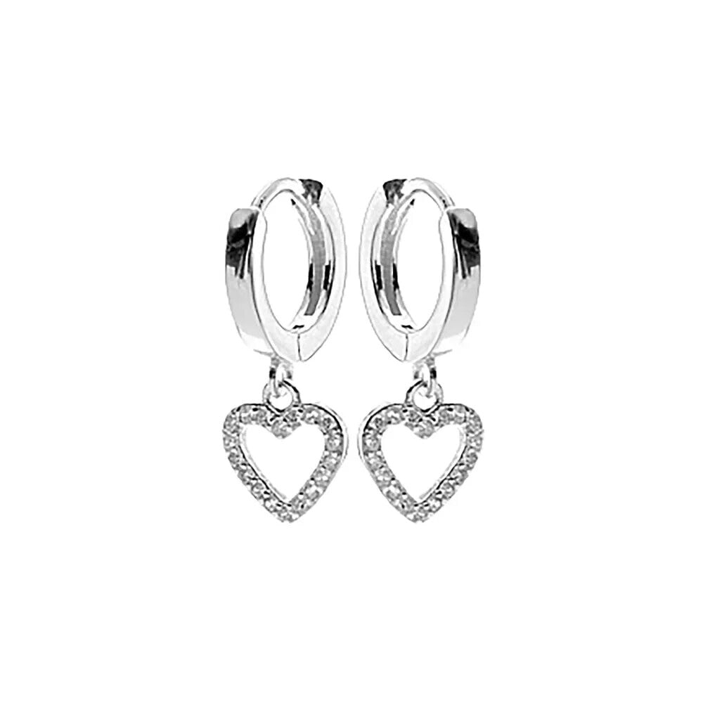 Mariah Heart Hoop Huggie Earrings Sterling Silver 925 Hallmarked Brand New Boxed