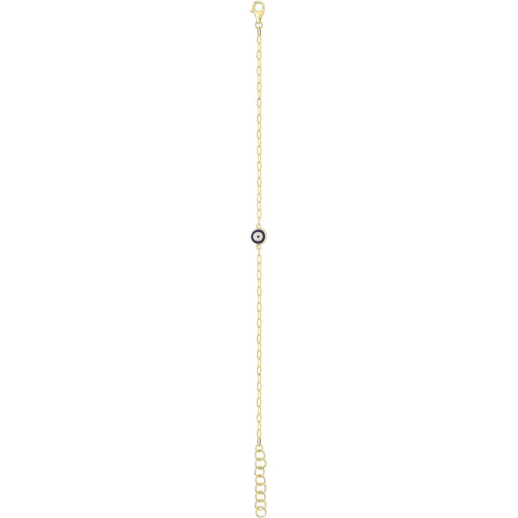 Blue Evil Eye Adjustable Bracelet 9ct Yellow Gold 375 Hallmarked British Made