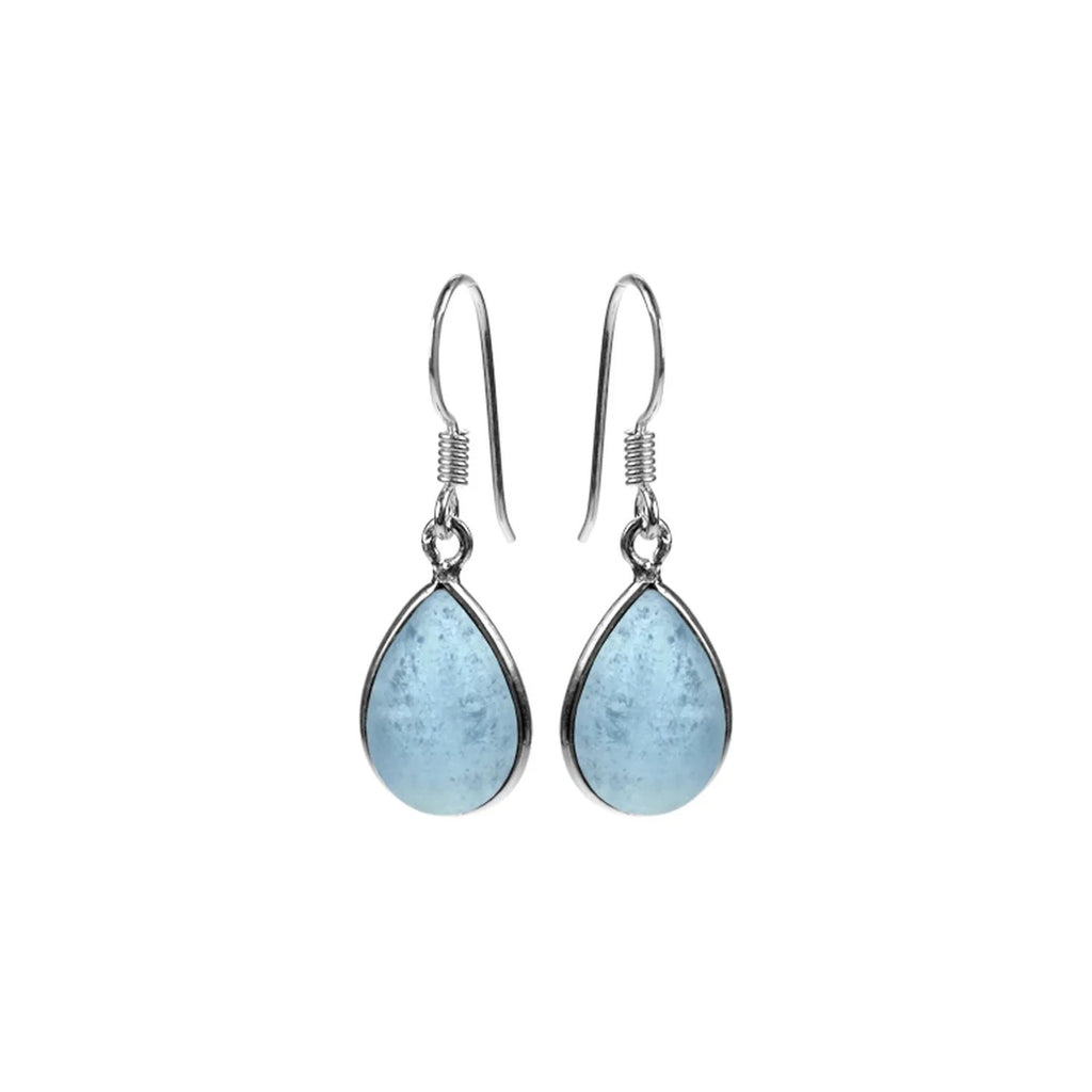 Teardrop Natural Aquamarine Drop Earrings Sterling Silver 925 Hallmarked