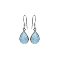 Teardrop Natural Aquamarine Drop Earrings Sterling Silver 925 Hallmarked
