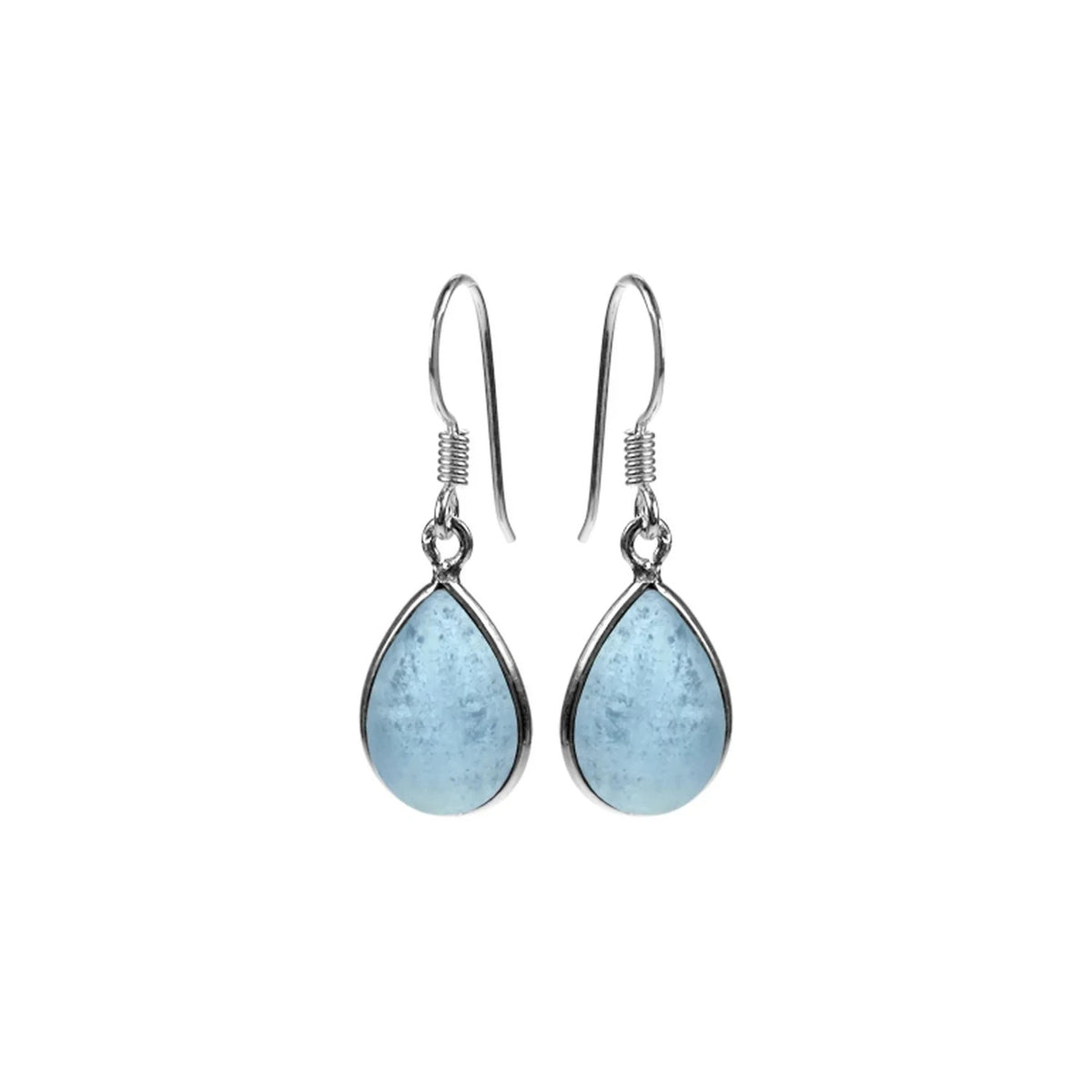 Teardrop Natural Aquamarine Drop Earrings Sterling Silver 925 Hallmarked