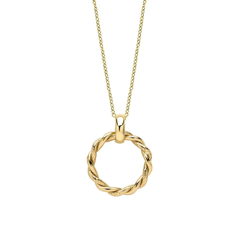 Round Rope Twist Pendant 9ct Yellow Gold 375 Hallmarked British Made