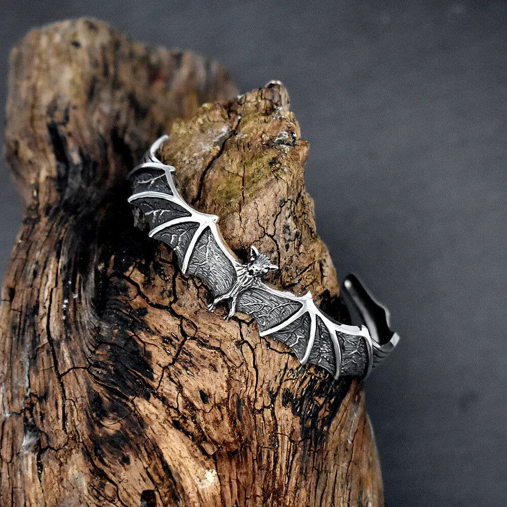 Sterling Silver Oxidised Bat Bangle British Made 925 Hallmarked Brand New Boxed