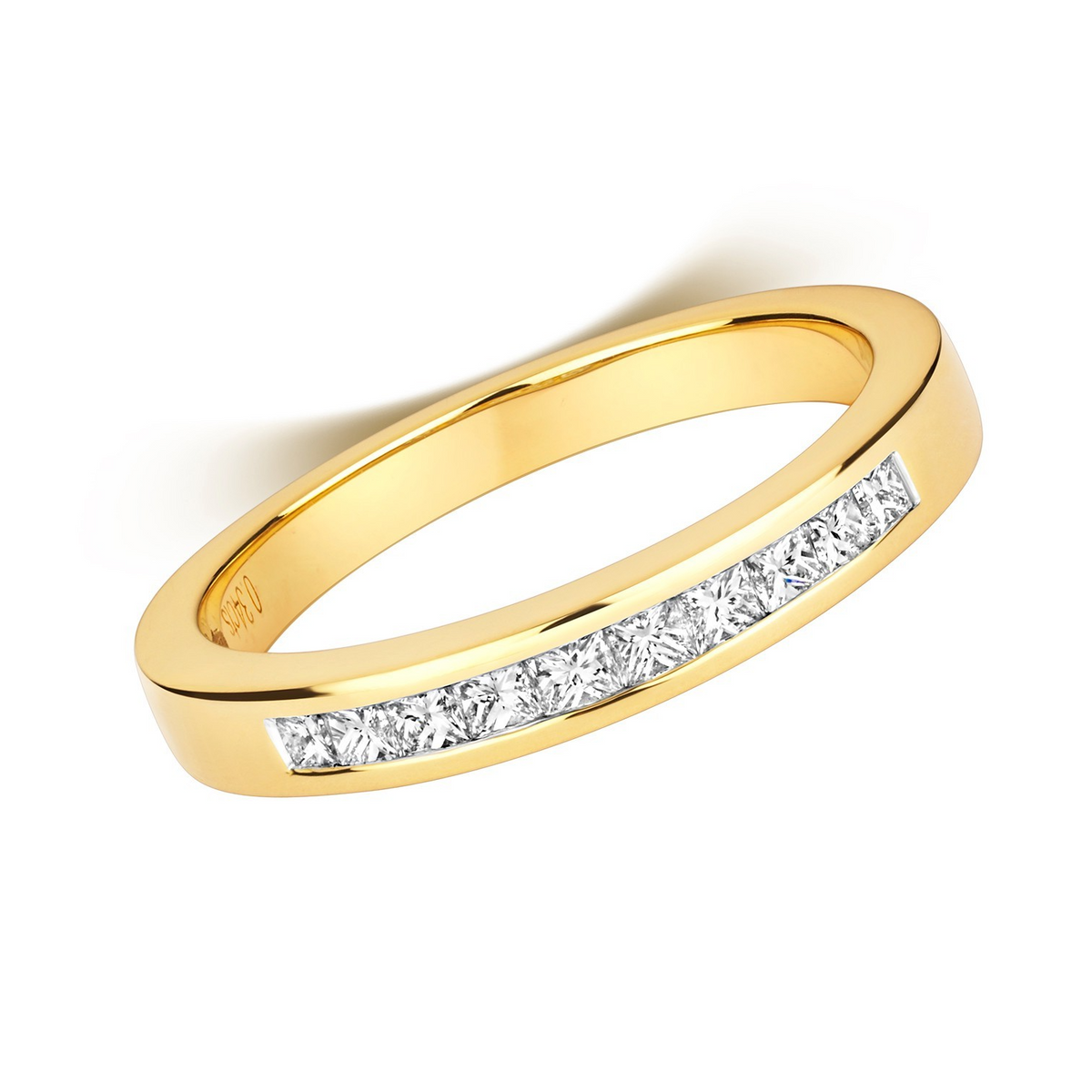 Channel Set Natural Diamond Ring 18ct Yellow Gold 375 Hallmarked Sizes J - Q