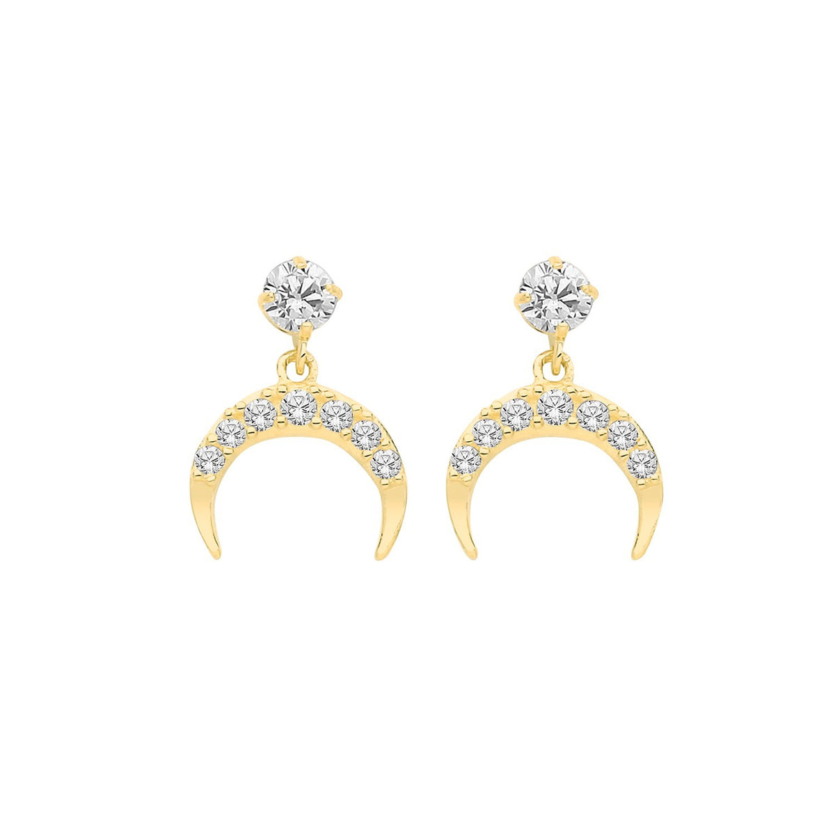 8 Stone Moon Drop Earrings 9ct Yellow Gold 375 Hallmarked Brand New