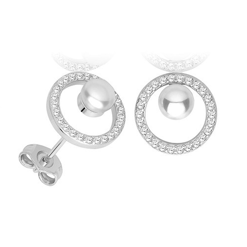 Pearl Open Circle Halo Stud Earrings Sterling Silver 925 Hallmarked British Made