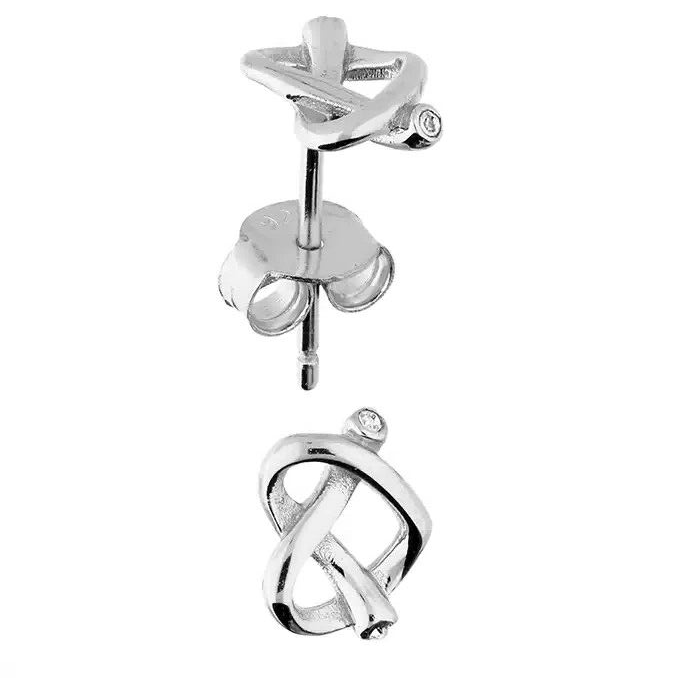 Knot Heart Stud Earrings Sterling Silver 925 Hallmarked British Made Brand New