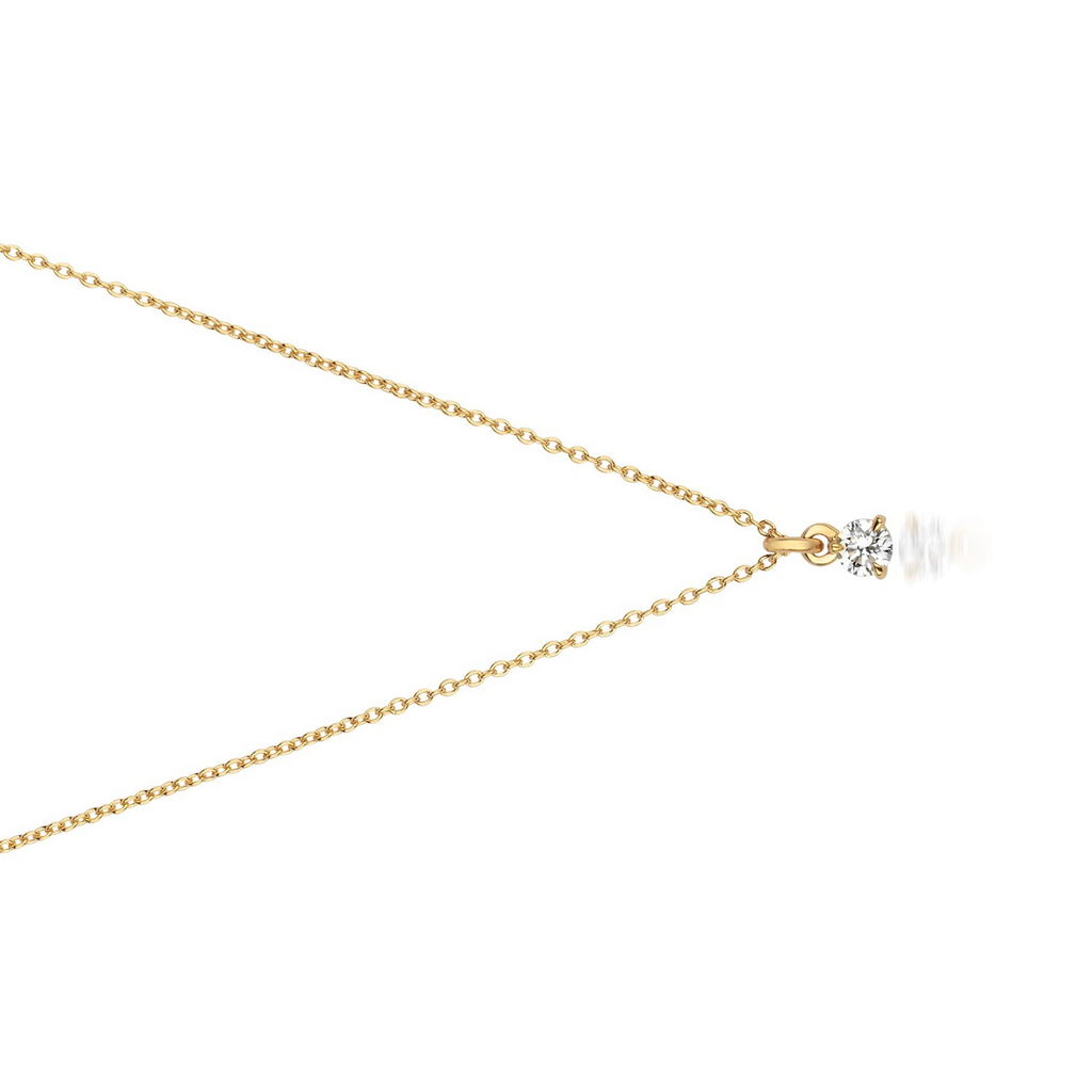 1 Natural Diamond Solitaire Necklace 18ct Yellow Gold Hallmarked British Made