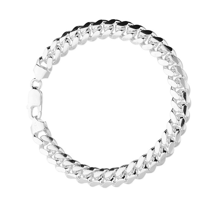 Heavy Gents Solid Sterling Silver Curb Bracelet British Made 925 Hallmarked