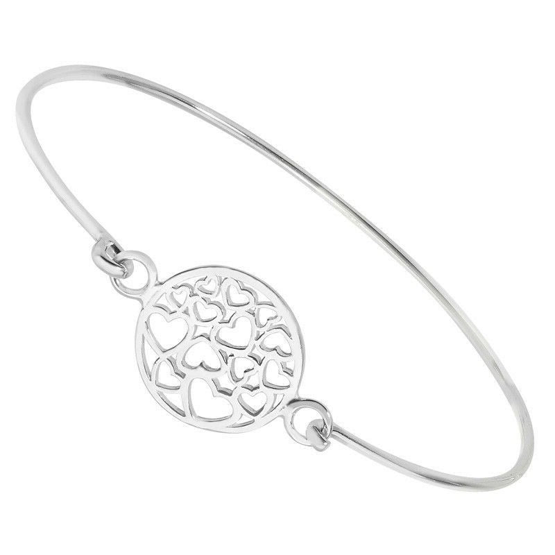 Sterling Silver Bangle Heart Detail British Made Hallmarked Brand New Boxed