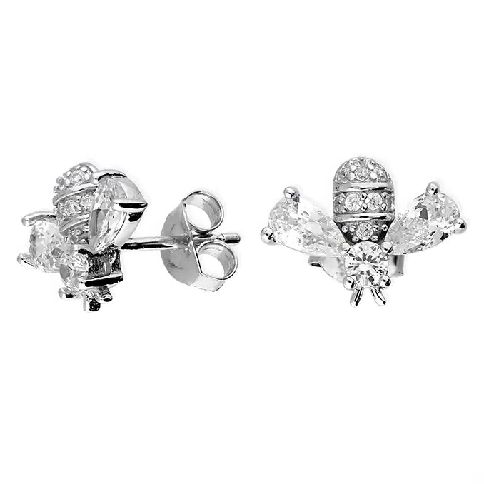 Teardrop Bee Stud Earrings Sterling Silver 925 Hallmark British Made Brand New