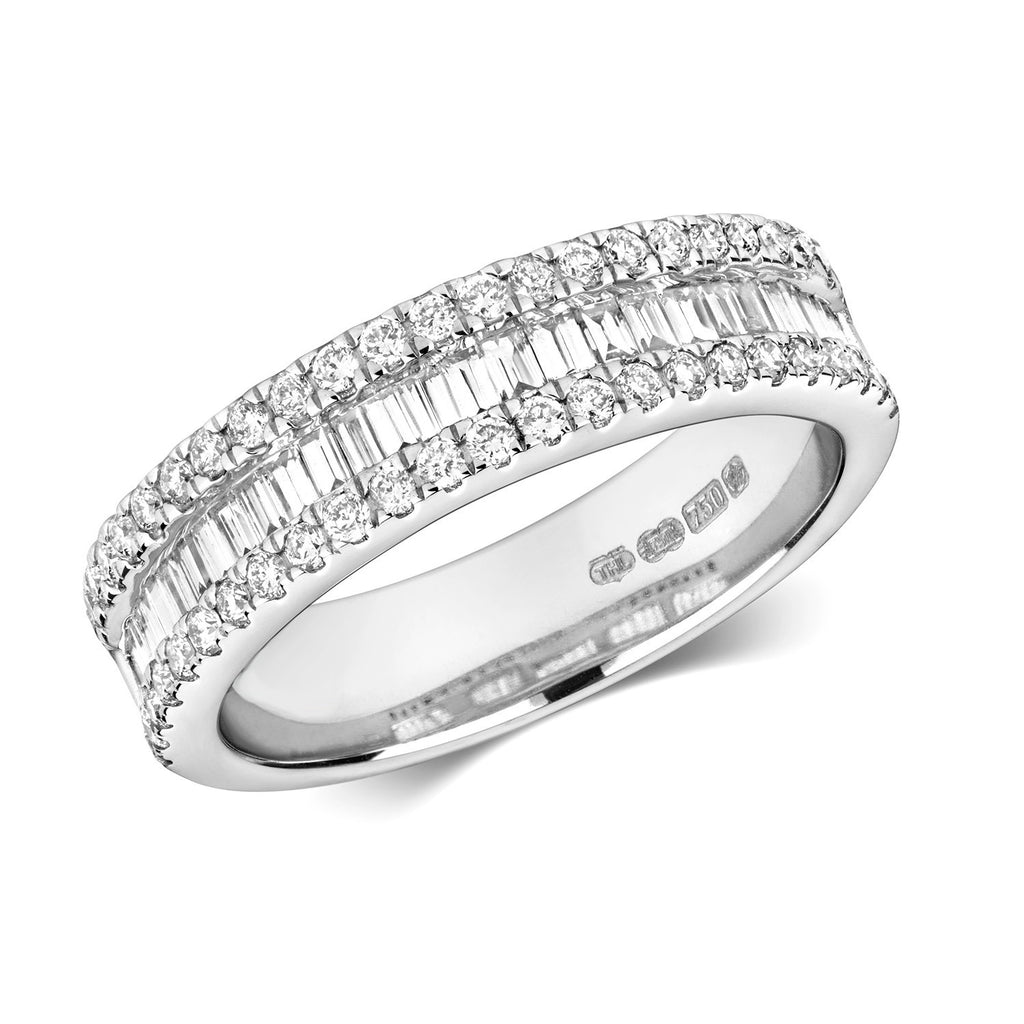 Natural Diamond Statement Eternity Ring 18ct White Gold Hallmarked Sizes J - Q