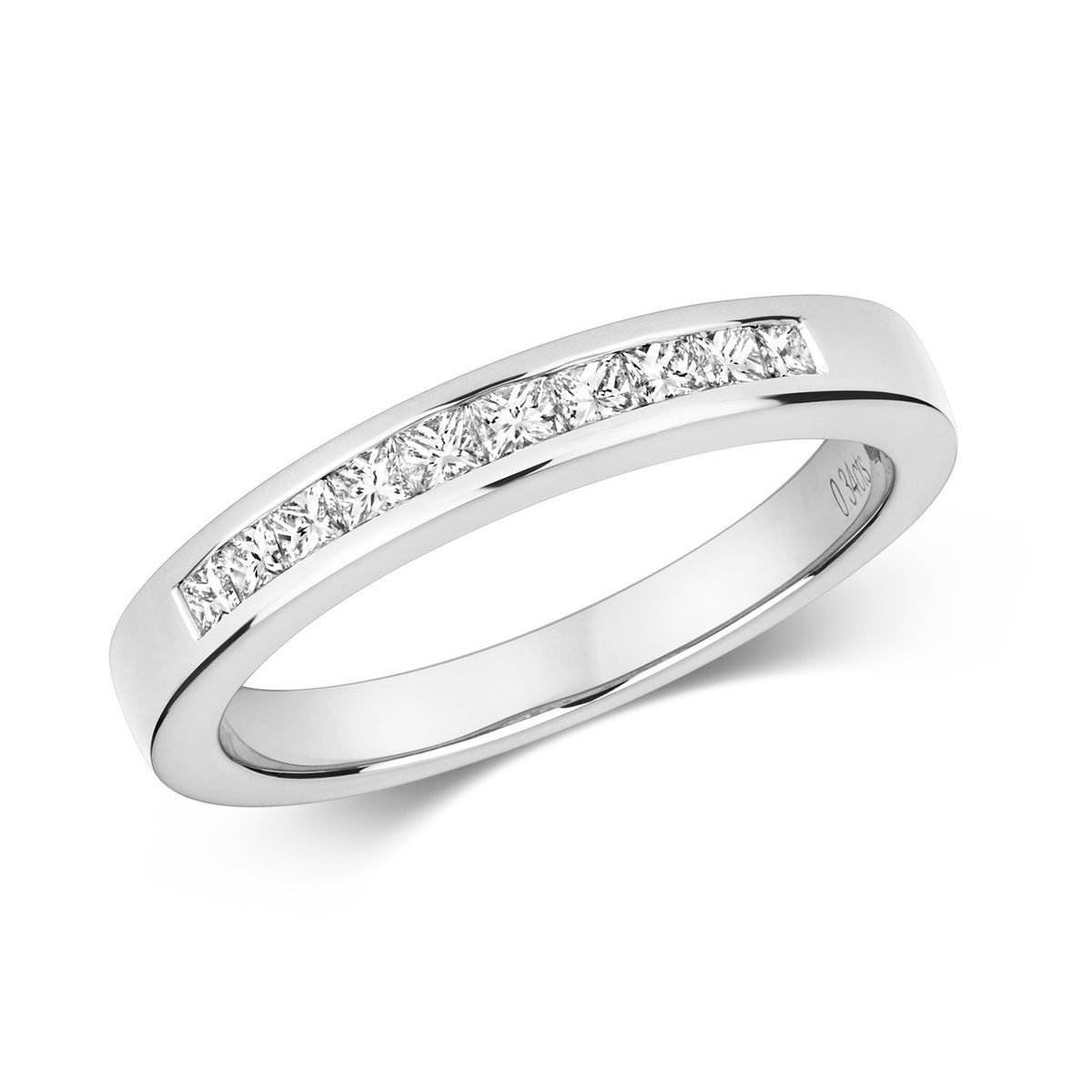 Channel Set Natural Diamond Ring 18ct White Gold 375 Hallmarked Sizes J - Q