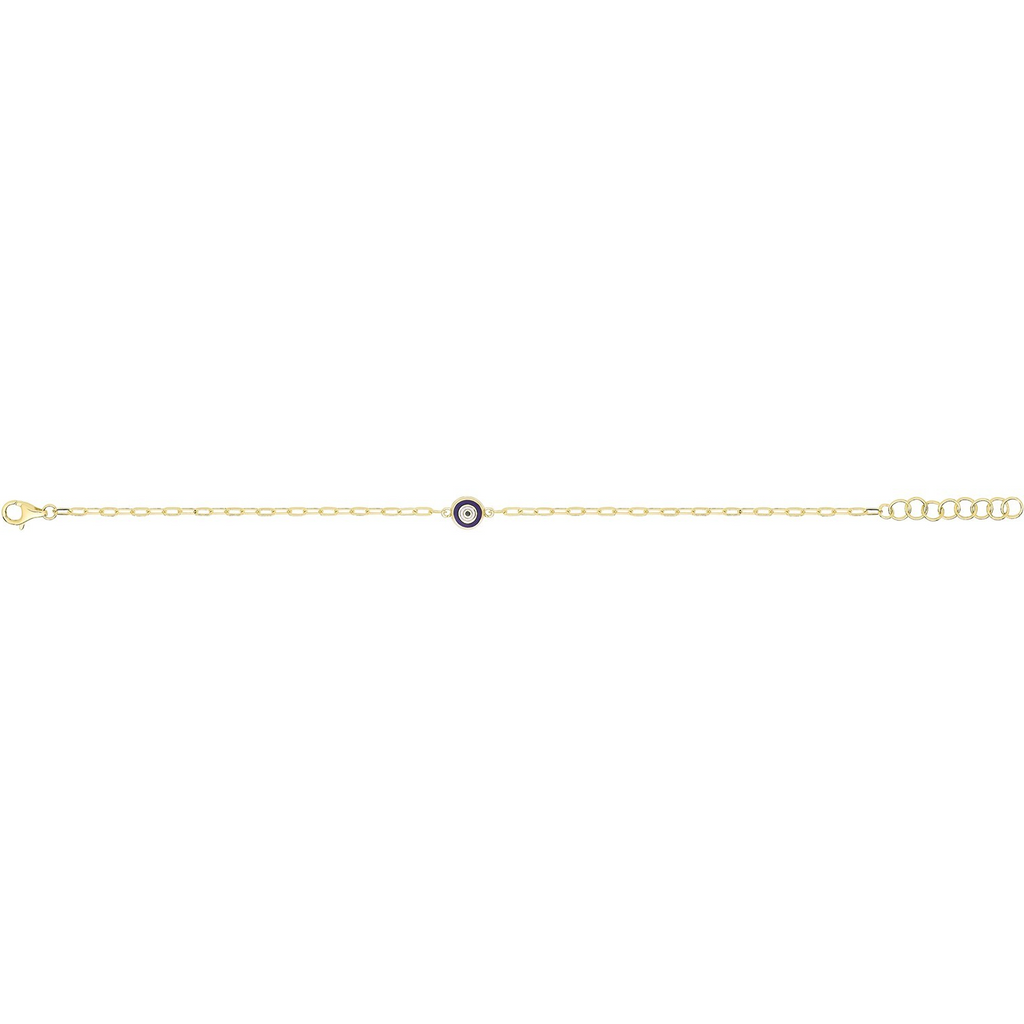 Blue Evil Eye Adjustable Bracelet 9ct Yellow Gold 375 Hallmarked British Made