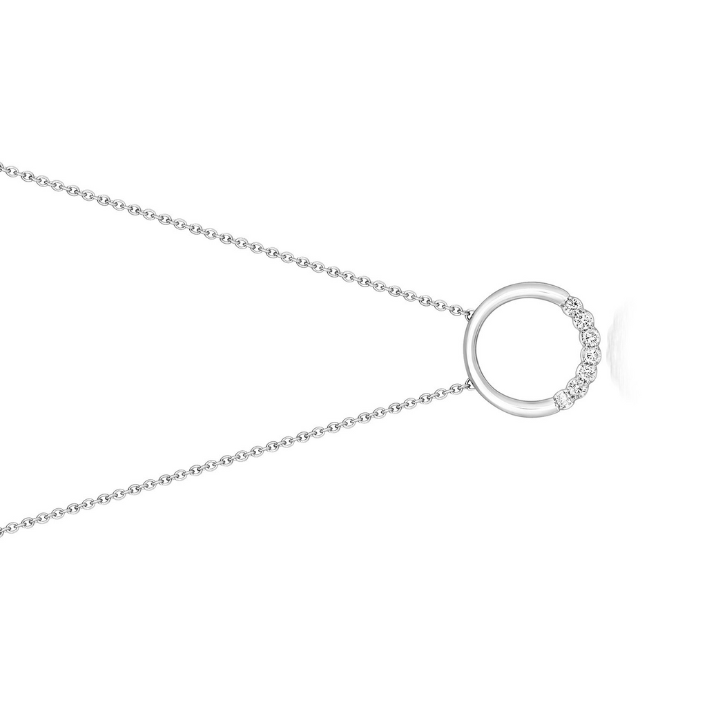 7 Natural Diamond Circle Necklace 18ct White Gold Hallmarked British Made