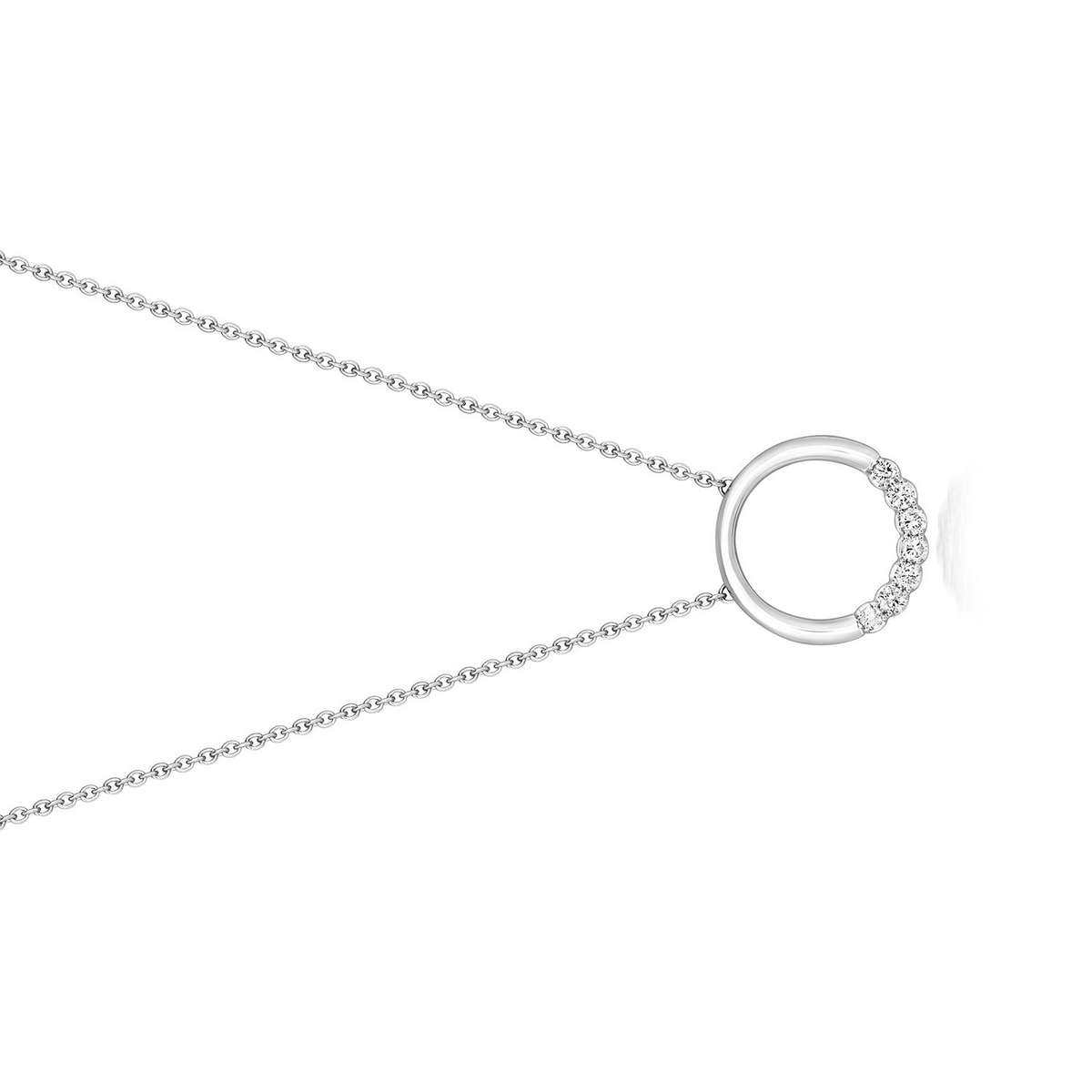 7 Natural Diamond Circle Necklace 18ct White Gold Hallmarked British Made