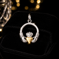 Celtic Claddagh Pendant 9ct Yellow Gold Plated Hallmarked All Chain Lengths