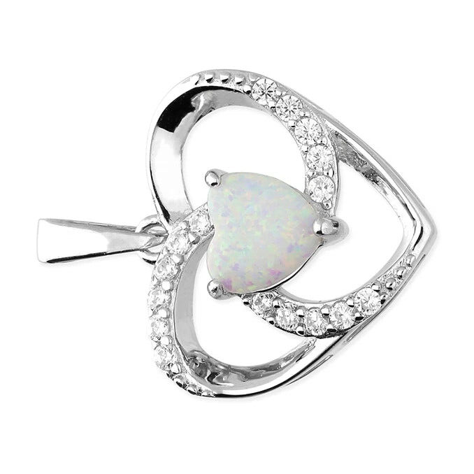 Statement Heart Opal Pendant Sterling Silver 925 Hallmarked All Chain Lengths