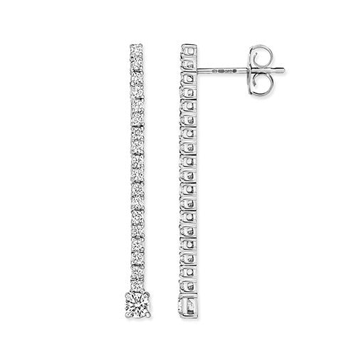 19 Natural Diamond Drop Earrings 18ct White Gold Hallmarked British Made