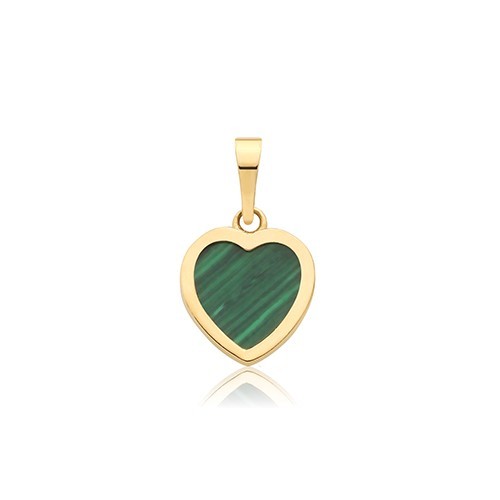 Flush Natural Malachite 9ct Yellow Gold Pendant 375 Hallmarked All Chain Lengths