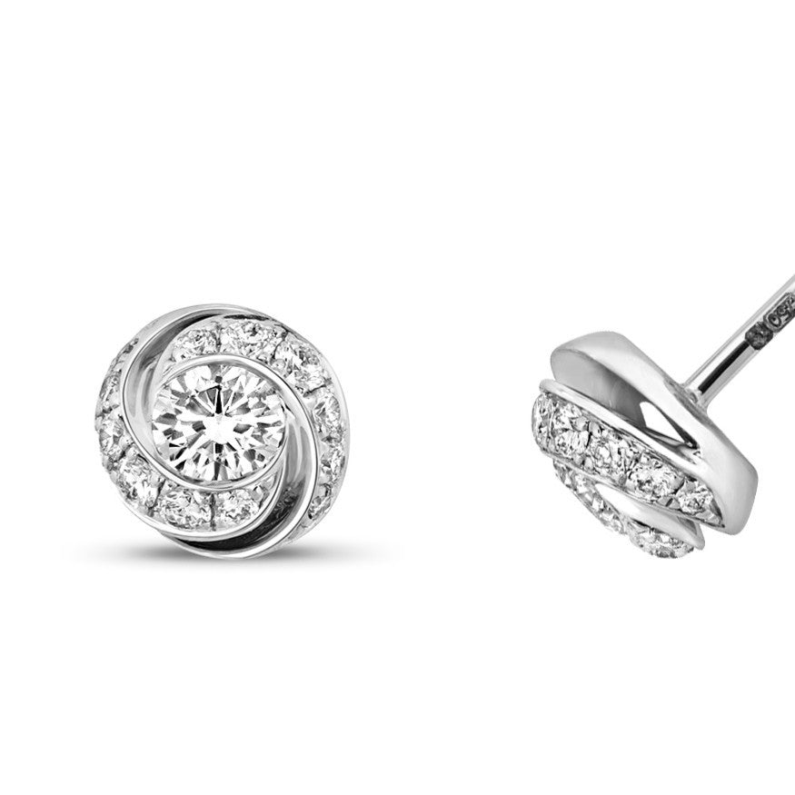 15 Natural Diamond Swirl Stud Earrings 18ct White Gold Hallmarked British Made