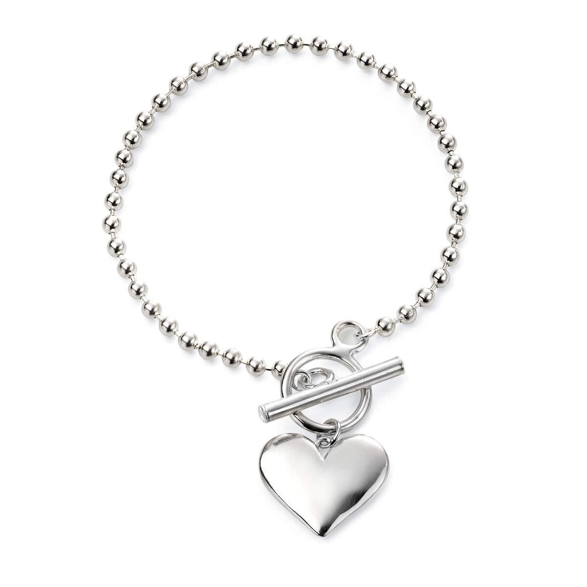 Heart Ball Chain Bracelet Sterling Silver 925 Hallmarked Brand New Boxed