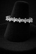 Rhodium Plated Floral Band Ring Sterling Silver 925 Hallmarked Size M - S