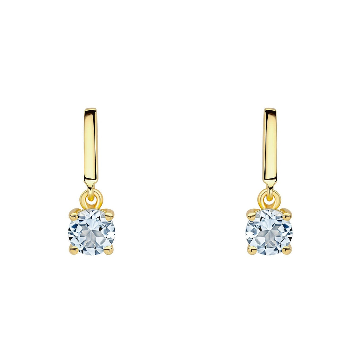 Prong Blue Topaz Drop Earrings 9ct Yellow Gold Plated Hallmarked Brand New Boxed