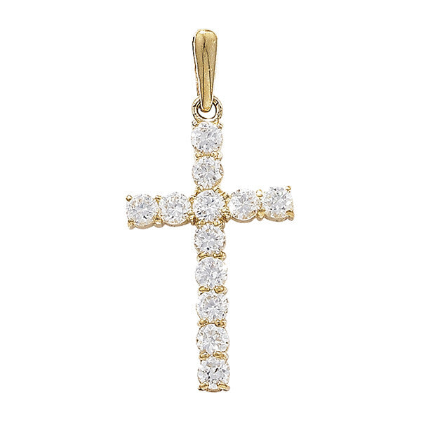 9ct Yellow Gold Cross Gemstone Pendant Hallmarked British Made All Chain Lengths