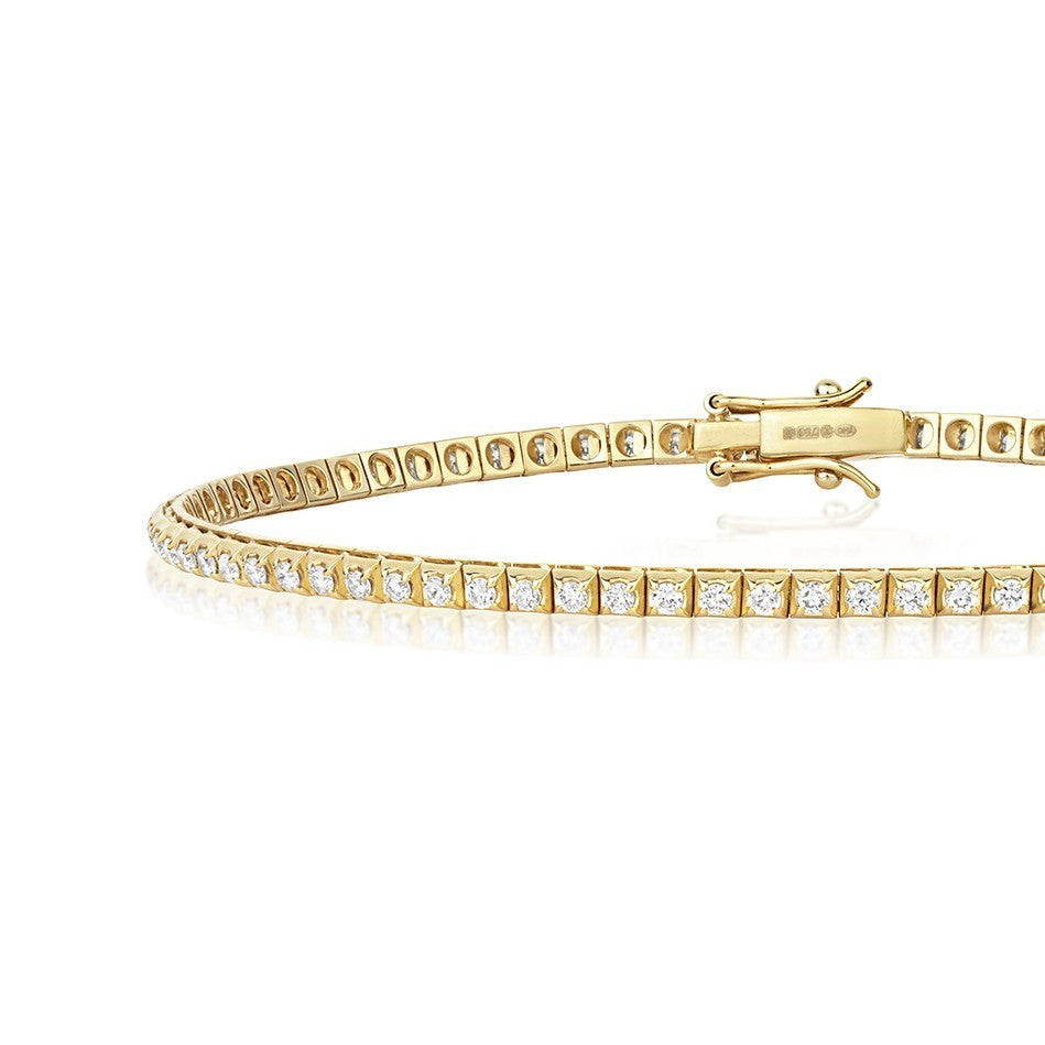 Natural Diamond 18ct Yellow Gold Tennis Bracelet 375 Hallmarked British Made