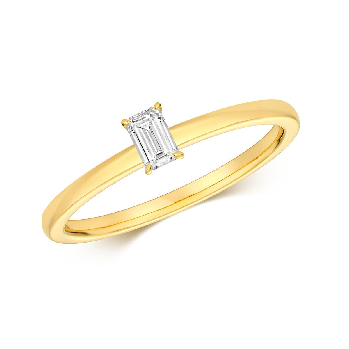 1 Natural Diamond Emerald Cut Ring 18ct Yellow Gold Hallmarked Sizes K - N