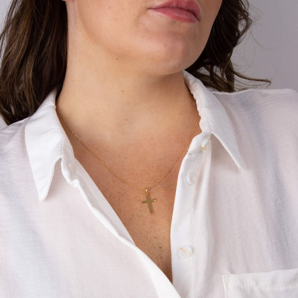 Plain Cross Pendant Yellow Gold Plated Hallmarked British Made All Chain Lengths