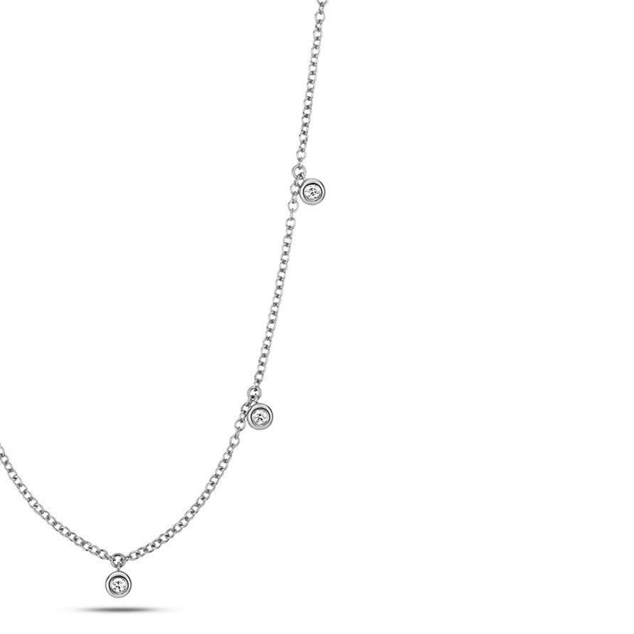 9 Natural Diamond Flush Necklace 18ct White Gold Hallmarked British Made