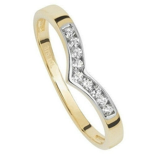 Gold Gemstone Wishbone Ring 9ct Yellow Gold Hallmarked Sizes J - R