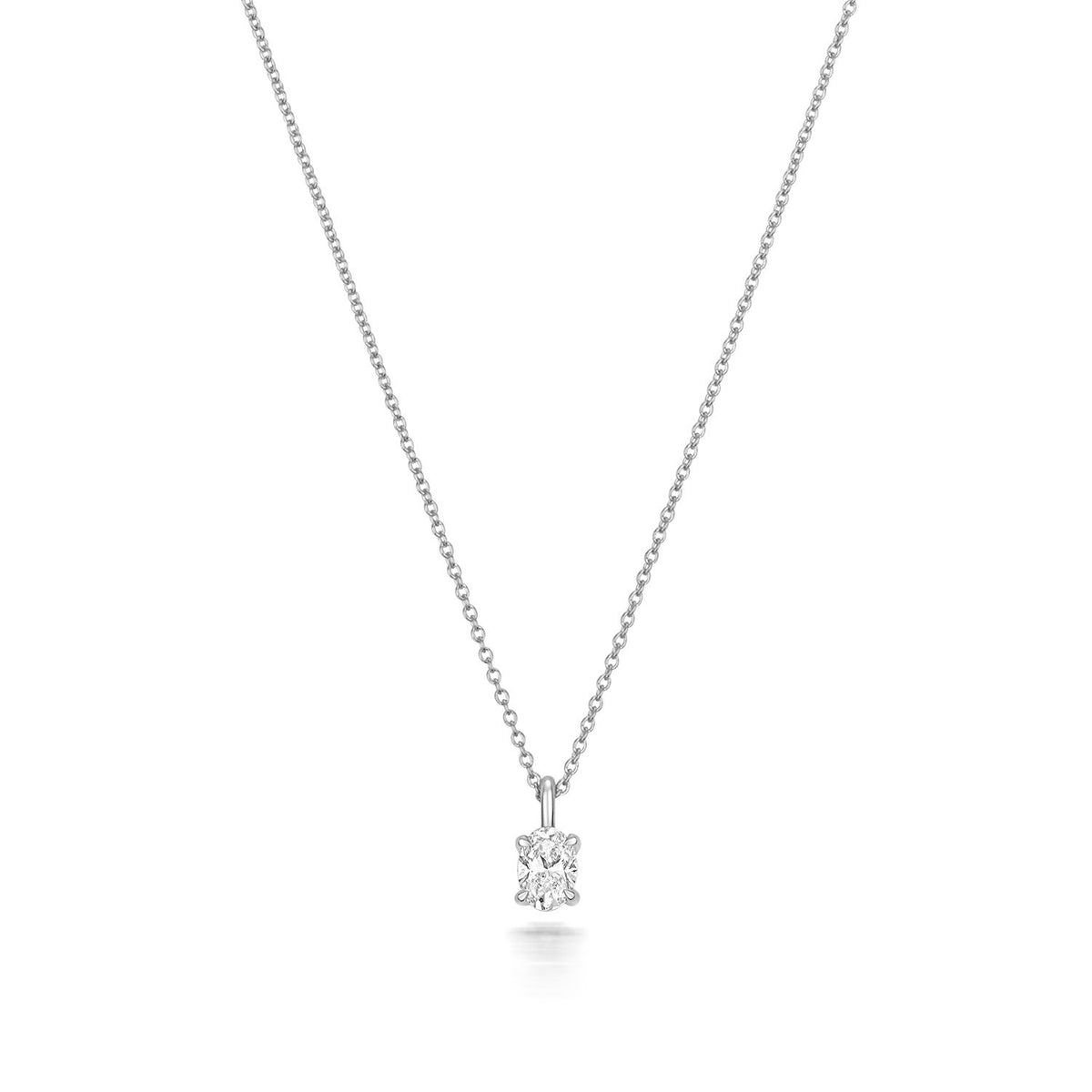 1 Natural Diamond Oval Cut Necklace 18ct White Gold Hallmarked British Made